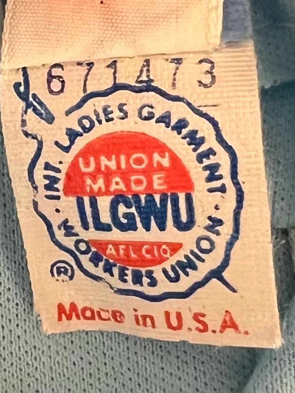 16 1/2 Blue Formal Gown Dress Jacket Rhinestone Made USA Union Label